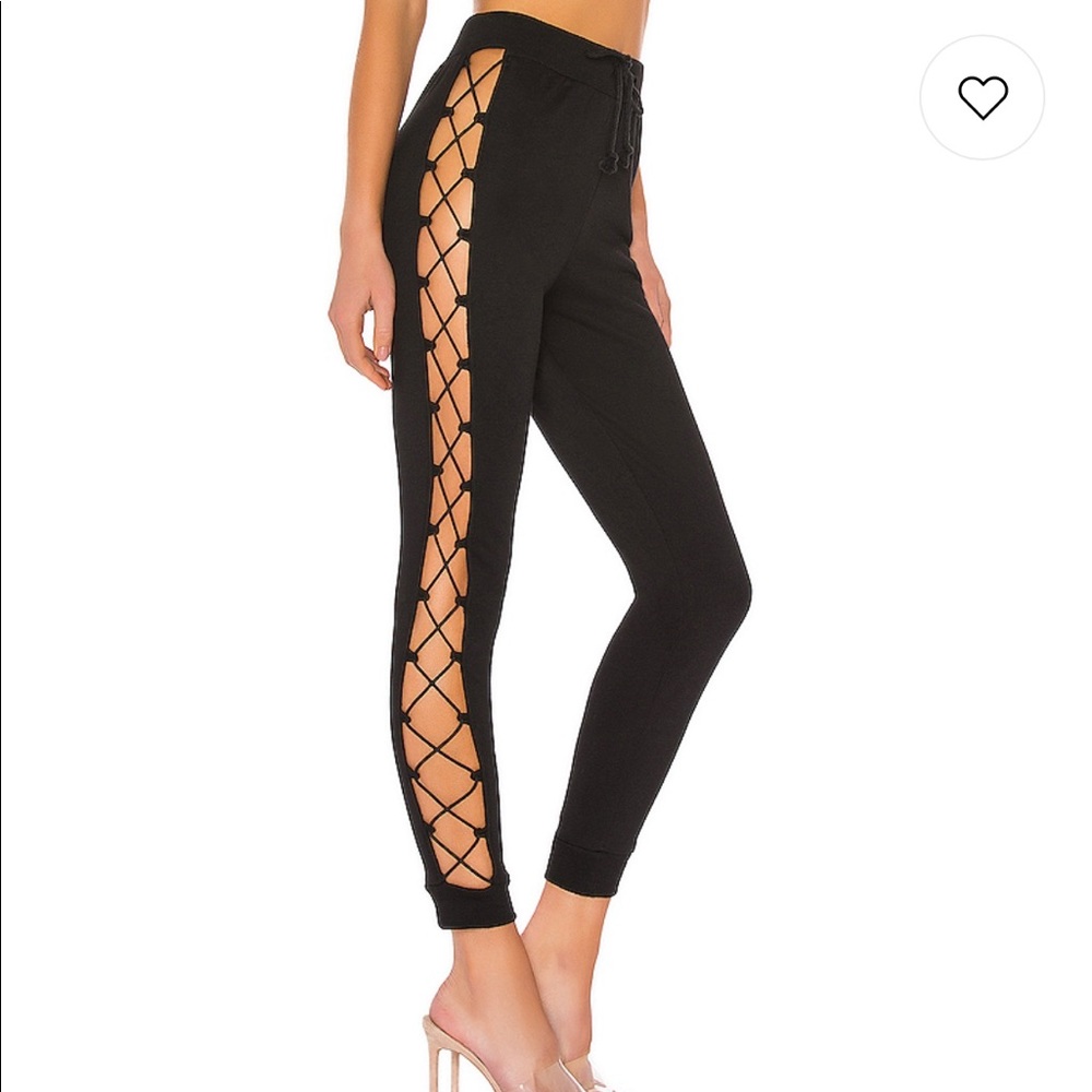 Black lace up sweat pants